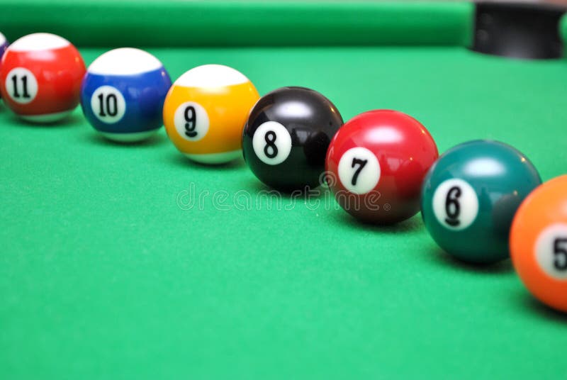 Billiard balls on billiard table. Billiard balls on billiard table