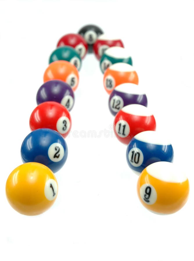 Set of billiard balls - focus on the front. Set of billiard balls - focus on the front