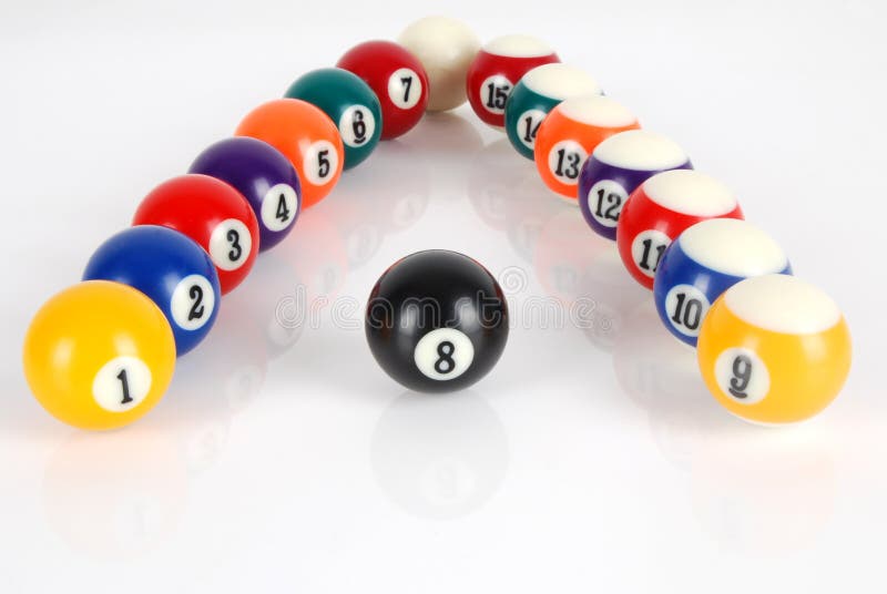 Set of billiard balls on white background. Set of billiard balls on white background