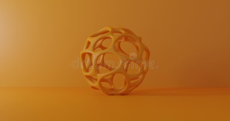 Sferă abstractă portocalie pe fond portocaliu Concept minim. formă voronoi sferă 3d topită royalty free illustration