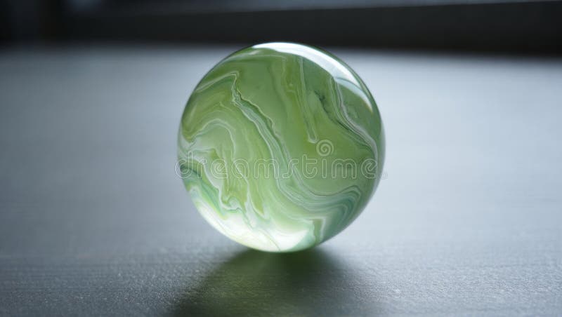 Sferă de marmură verde pe suprafață netedă stock images