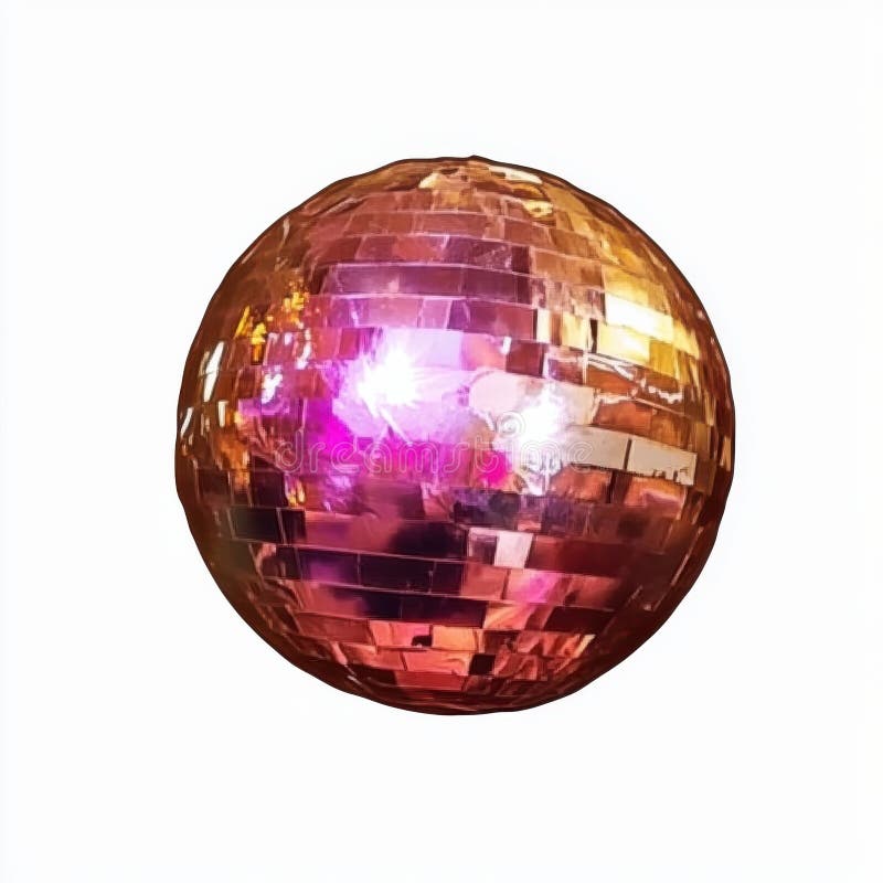 Sferă disco cu reflexii și elemente de lumină de vintaj izolate pe fond transparent royalty free stock image