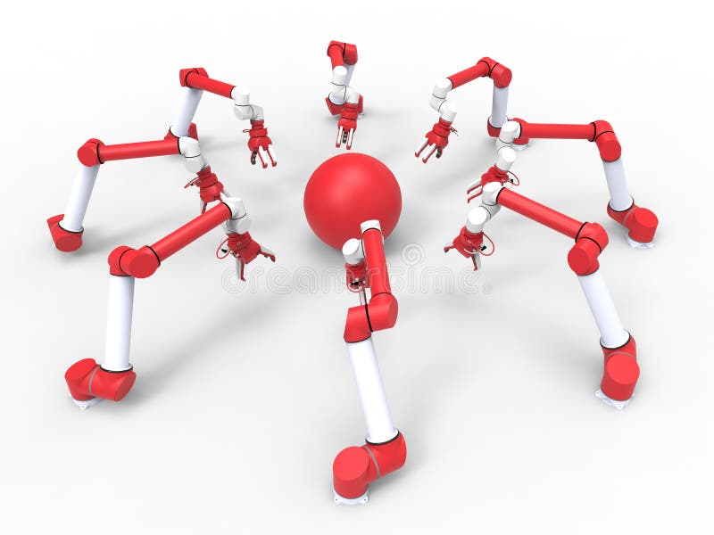 Sferă roșie pentru arme robotice stock illustration