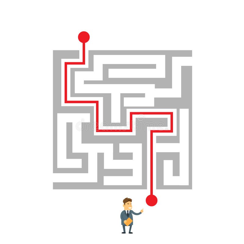 Sfida di modo di Labyrinth Choosing Path dell'uomo d'affari