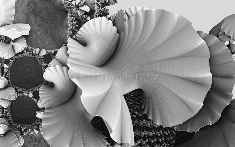 Sfondo astratto, bianco e nero, fantastiche forme 3d illustrazione di stock