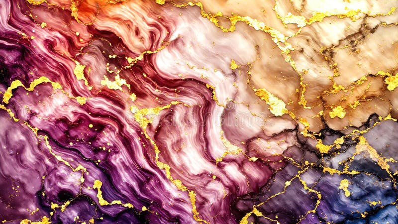 Sfondo astratto colorato con accenti oro e pattern di fluidi royalty illustrazione gratis