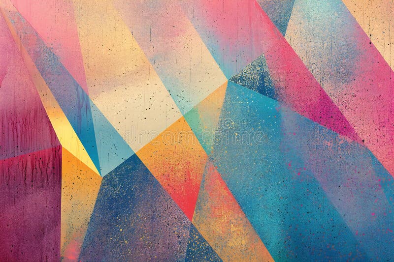 Sfondo astratto Colore Forme geometriche multicolori su una parete di calcestruzzo illustrazione di stock