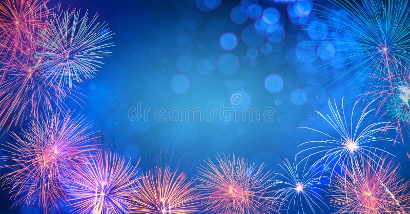 Sfondo astratto con Fireworks Contesto della celebrazione del nuovo anno molte persone colorate