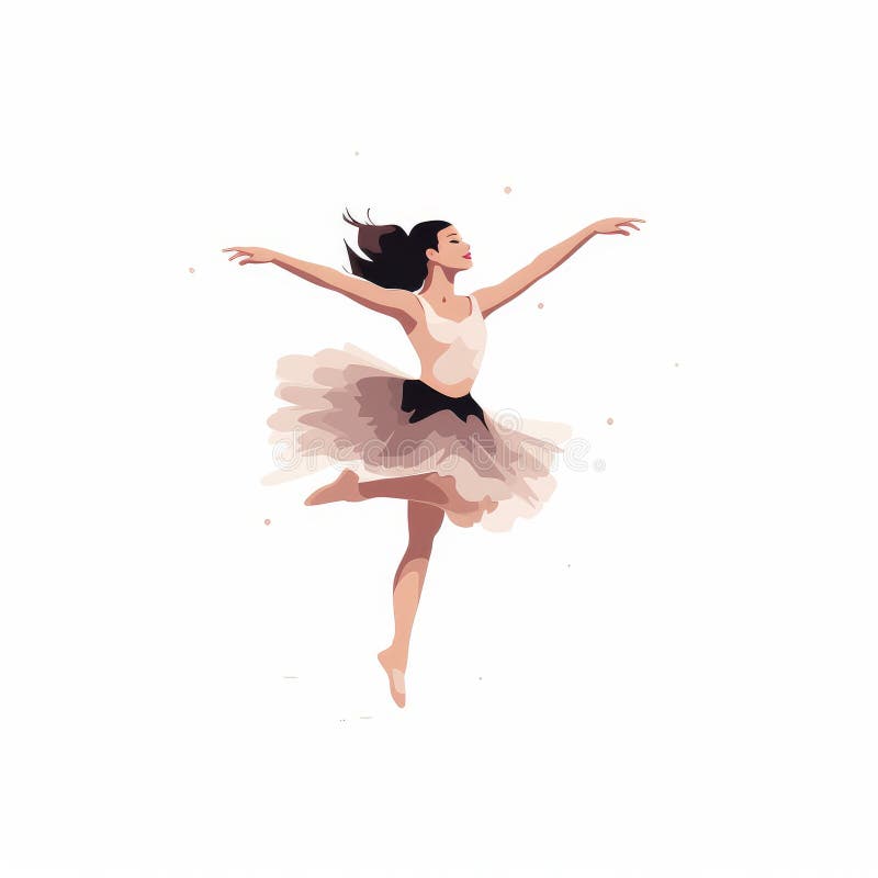 Sfondo bianco di ballerina giovane di progettazione a piatto illustrazione di stock