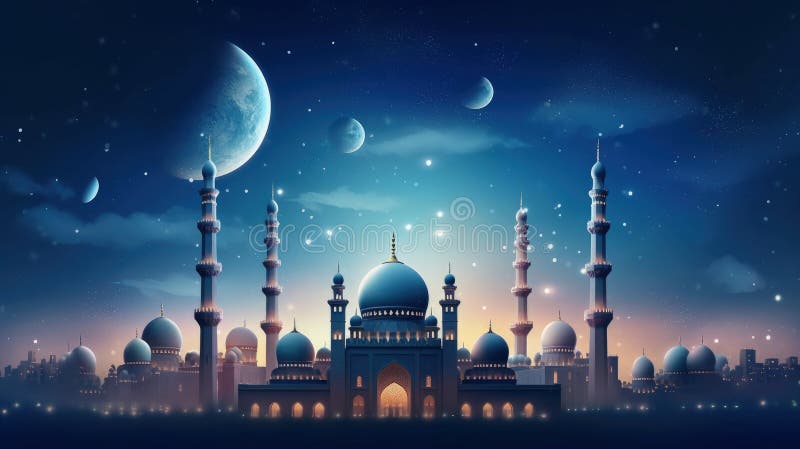 Sfondo delle vacanze di eid mubarak. illustrazione generativa ai