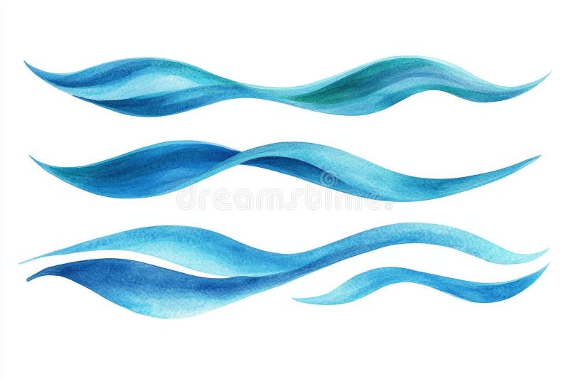 Sfondo di acquerello blu con uno schema di progettazione oceanico con onde astratte testurizzate fotografia stock libera da diritti