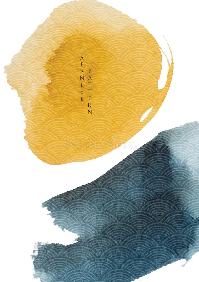 Sfondo di arte astratta con vettoriale di trama colore acquatico. modello di onda giapponese con illustrazione di pennello in stil