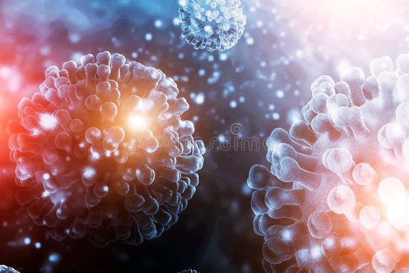 Sfondo di cellule batteriche del virus del rendering 3d illustrazione vettoriale