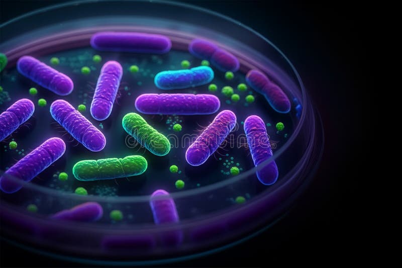 Sfondo di cellule batteriche del virus del rendering 3d illustrazione di stock