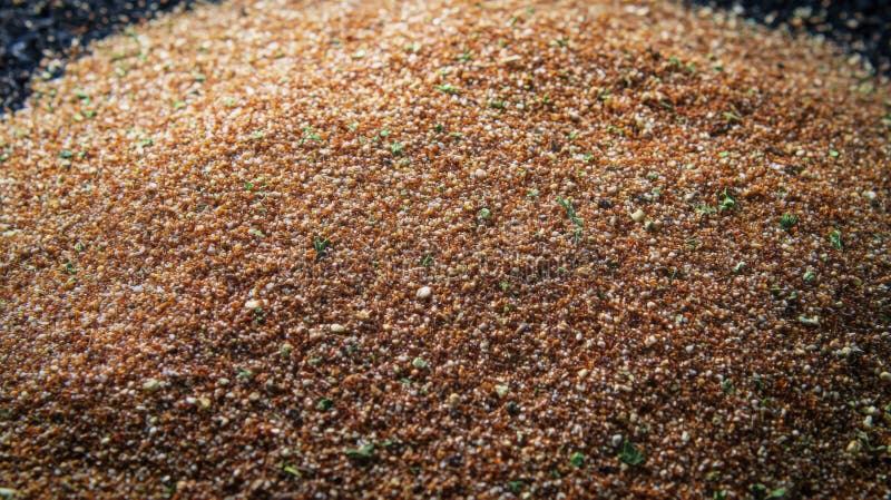 Sfondo di fusione di spezie marroni Chiusura di texture granulare con flecche verdi illustrazione di stock