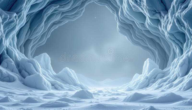 Sfondo di gradiente ispirato da cristalli di fusione in una grotta polare che immerge la luce in ciano in tonalità d'argento illustrazione vettoriale