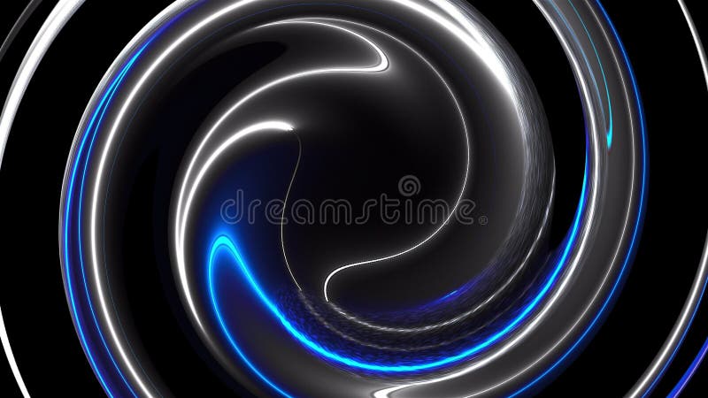 Sfondo di torsione astratto generato dal computer 3d rendering fusione circolare di linee di colore neon. royalty illustrazione gratis