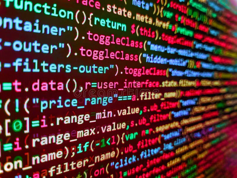 Sfondo digitale di un flusso di dati di bit astratti. programmatore digita nuove righe di codice html. informatica fotografie stock libere da diritti