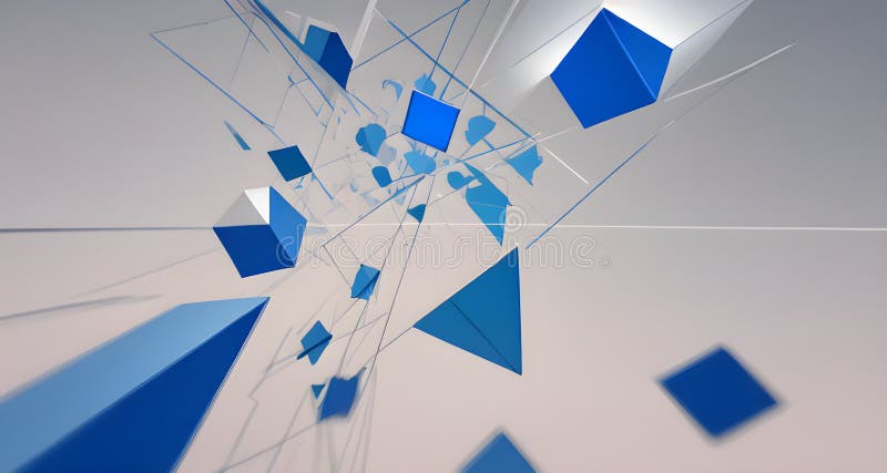 Sfondo geometrico astratto nelle tonalità blu realistico quadro digitale con messa a fuoco 3d resa generativa ai generative royalty illustrazione gratis