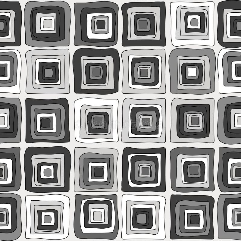 Sfondo geometrico con quadratini concentrici in stile doodle illustrazione vettoriale