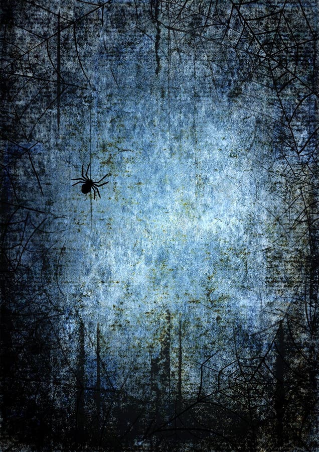 Sfondo grigio della marina blu di Halloween con le silhouette di ragnatele illustrazione di stock Sfondo grigio della marina blu di Halloween con le silhouette di ragnatele illustrazione di stock