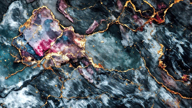 Sfondo marmo astratto colorato con vene d'oro e trama illustrazione di stock