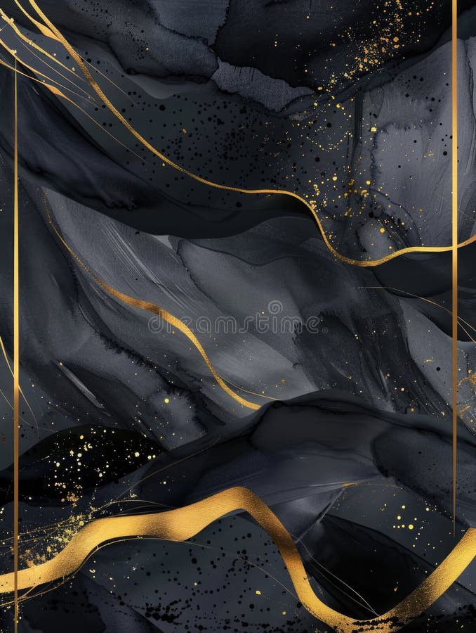 Sfondo marmo nero e oro con frame oro. Sfondo di marmo nero e oro con una cornice d'oro perfetta per aggiungere eleganza a qualunque design o presentazione generata dall'AI