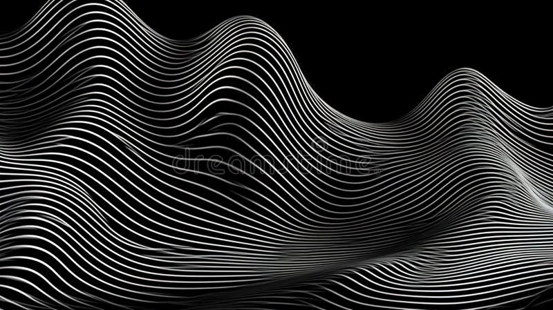 Sfondo nero astratto con linee bianche a linee generative. illustrazione vettoriale