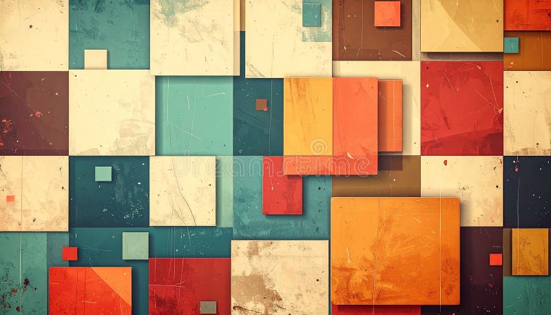 Sfondo retroattivo con quadratini. Sfondo stile retroattivo con quadratini di dimensioni diverse illustrazione vettoriale