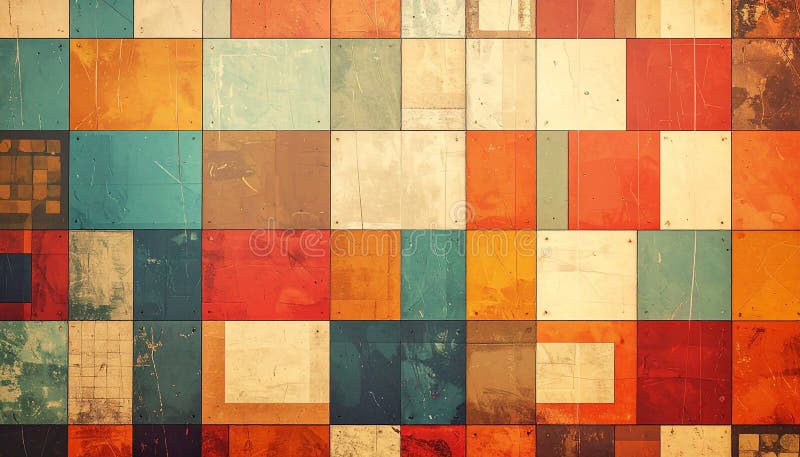 Sfondo retroattivo con quadratini. Sfondo stile retroattivo con quadratini di dimensioni diverse illustrazione vettoriale