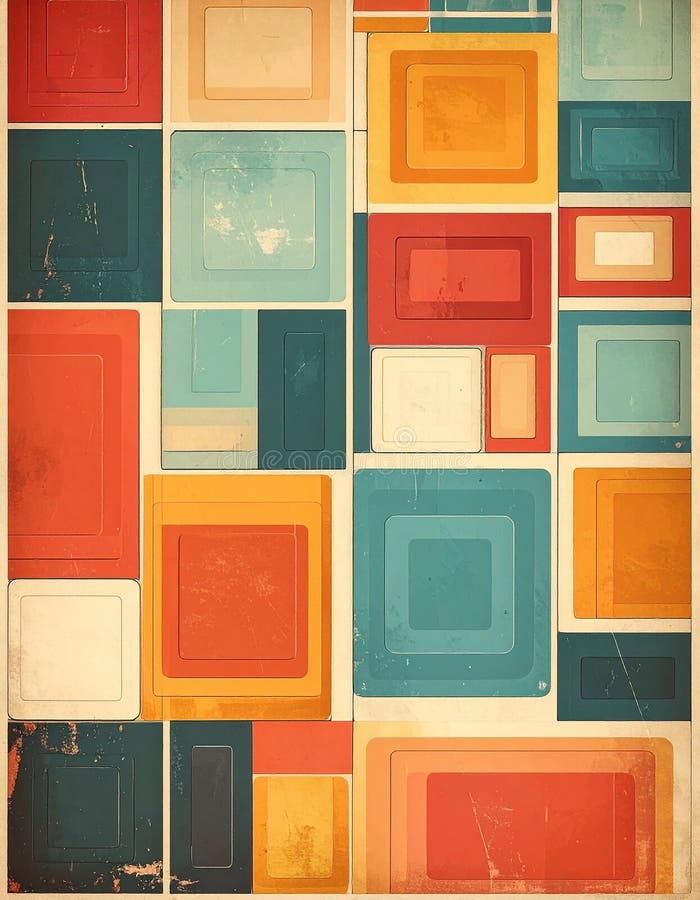 Sfondo retroattivo con quadratini. Sfondo stile retroattivo con quadratini di dimensioni diverse illustrazione di stock