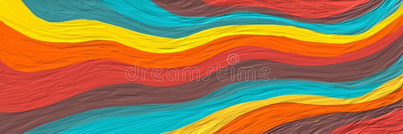 Sfondo a strisce colorate astratto pittura ad olio spessa illustrazione colore blu rosso arancione giallo e marrone viola con penn illustrazione vettoriale