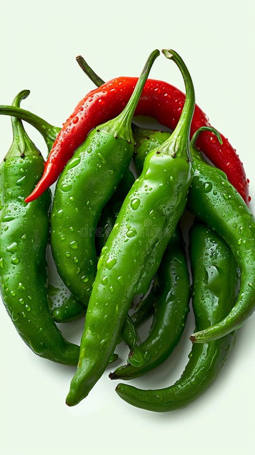 Sfondo verde e piccante ornato da peperoncini vivi illustrazione vettoriale