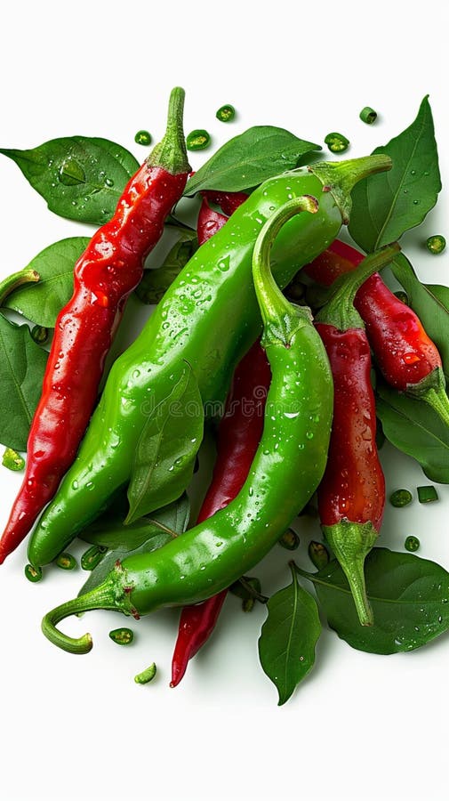 Sfondo verde e piccante ornato da peperoncini vivi illustrazione di stock