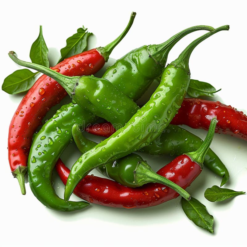 Sfondo verde e piccante ornato da peperoncini vivi illustrazione di stock