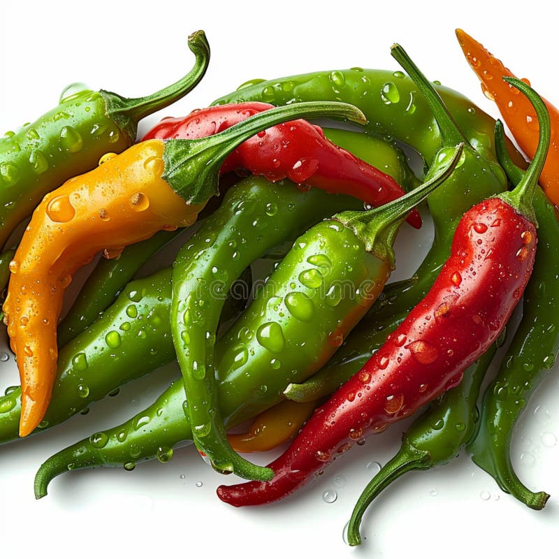 Sfondo verde e piccante ornato da peperoncini vivi illustrazione vettoriale