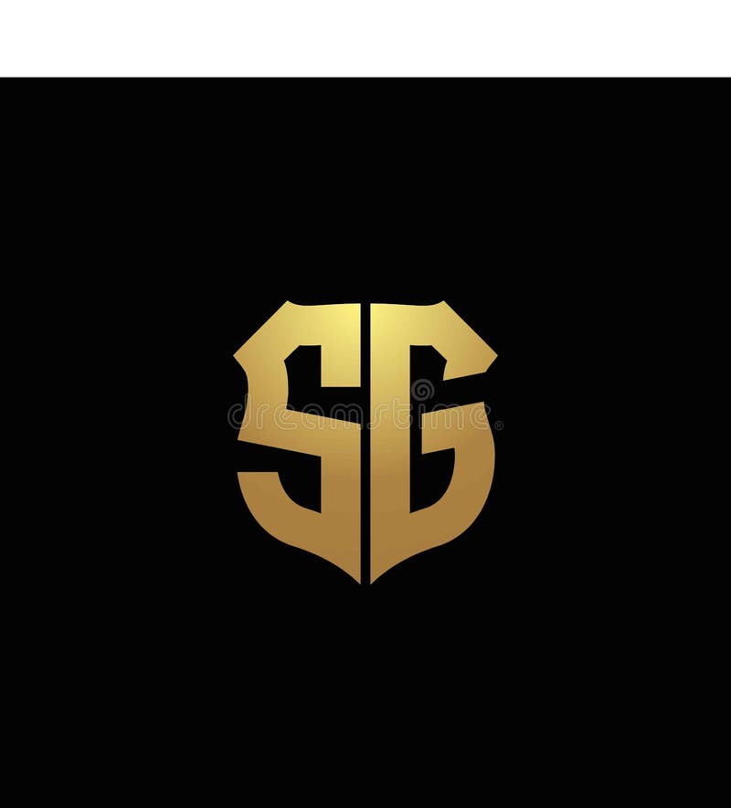 SG logo monogram with gold colors and shield shape design template