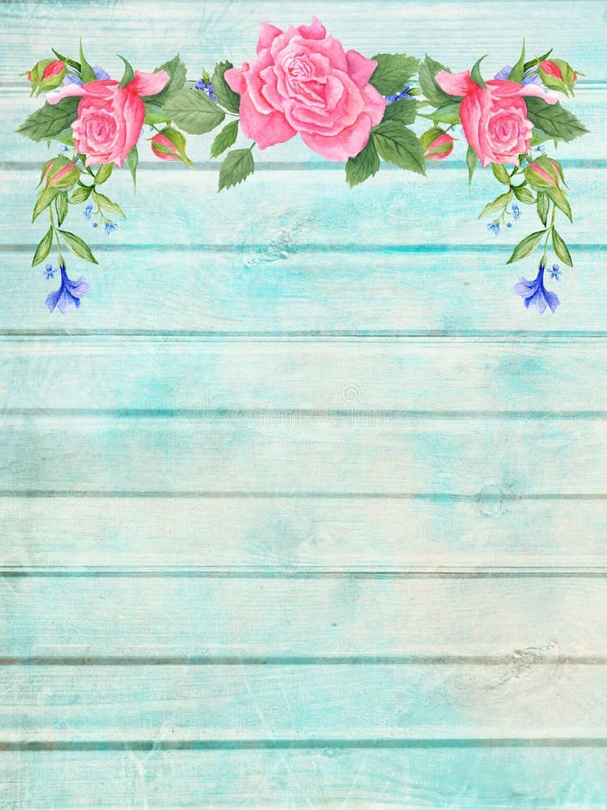 Shabby Chic Background with Floral Wreath Stock Illustration ...