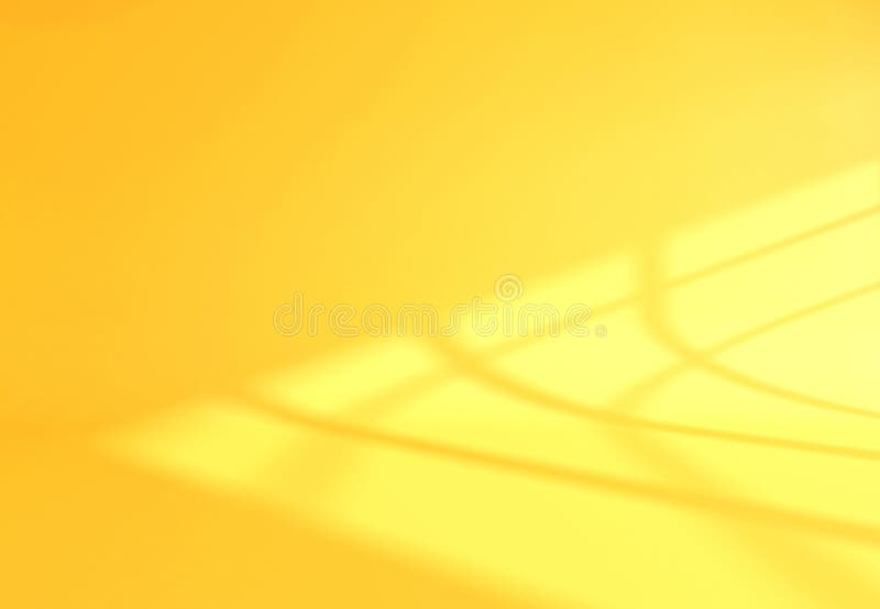 Sunlight reflection on curved yellow surface and wall background 3D rendering