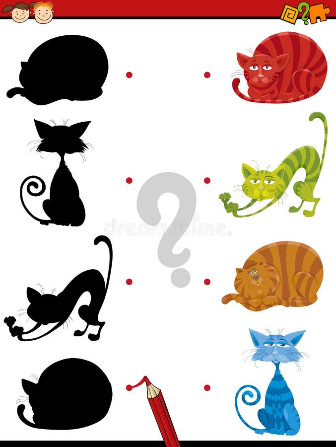 Shadow task with cats for children royalty free illustration