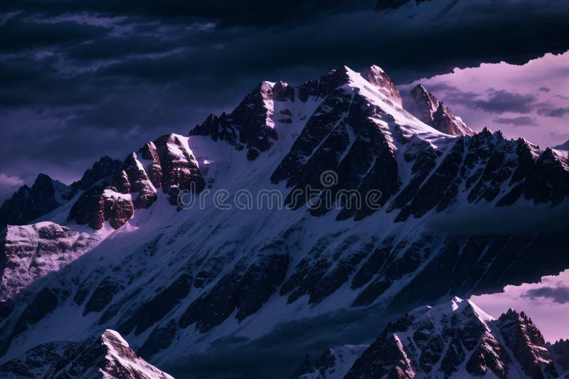 Shadowed Slopes under Violet Storm royalty free illustration