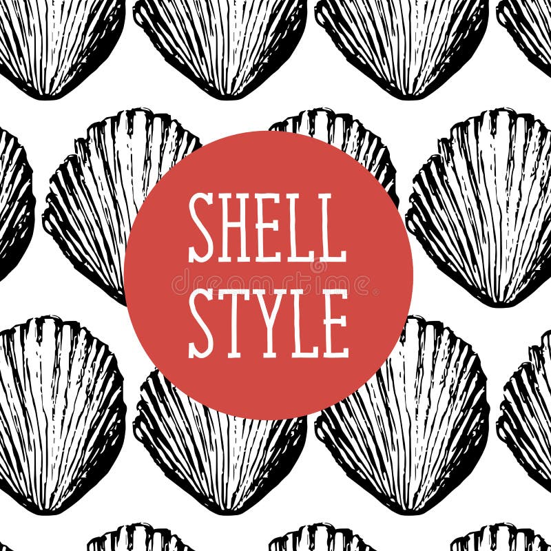 Shaell Style Vector Pattern Black ocean sea illustration stock illustration