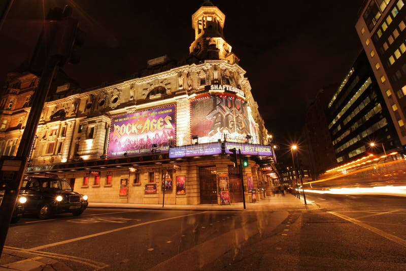 The Shaftesbury Theatre at night royalty free stock photography