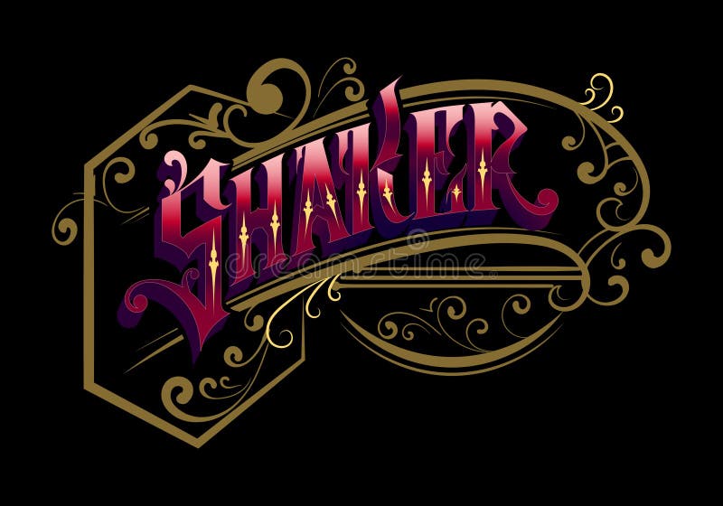 SHAKER lettering custom style design royalty free illustration