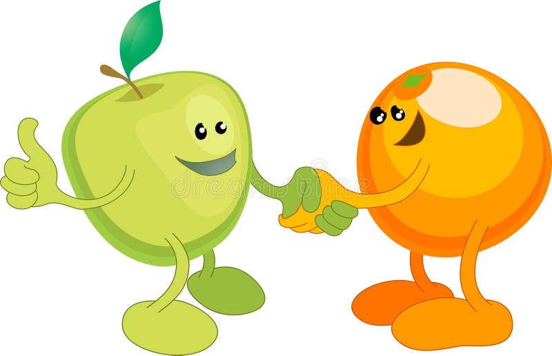 Shaki de Apple y de la naranja feliz stock de ilustración Shaki de Apple y de la naranja feliz stock de ilustración
