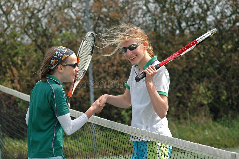 Shaking hands after a game of tennis