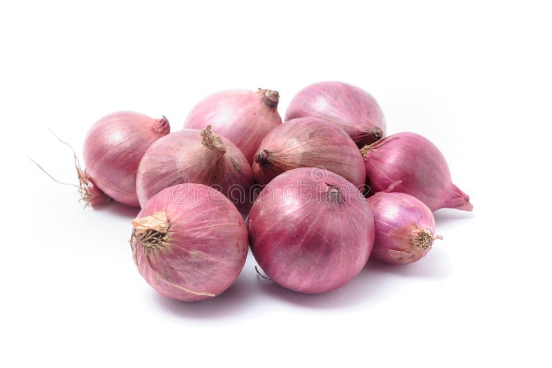 Shallots, Raw and uncooked on white background