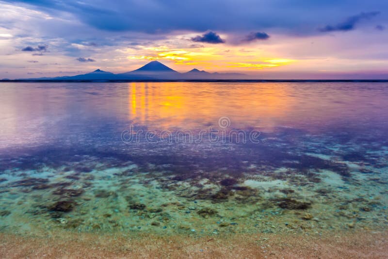 Transparent calm Bali sea at evening.