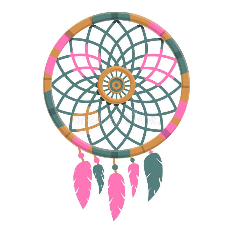 Traditional dream catcher icon, cartoon style