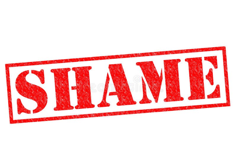 SHAME red Rubber Stamp over a white background.